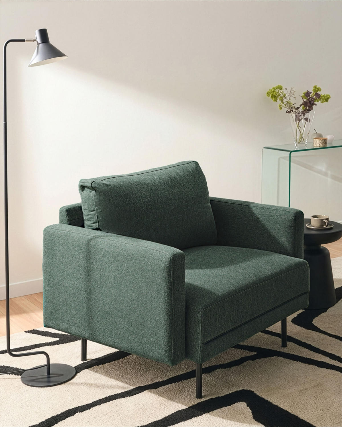 SESSEL Stoff Dunkelgrün Breda - Schwarz/Grün, Textil (100/85/85cm) - Beliani
