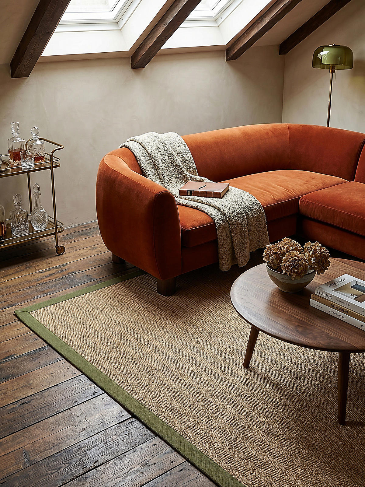 JUTETEPPICH TRENT, geometrisch, Braun-Grün, 200 x 290 cm - Naturfarben/Grün, Textil (200/290cm) - KADIMA DESIGN