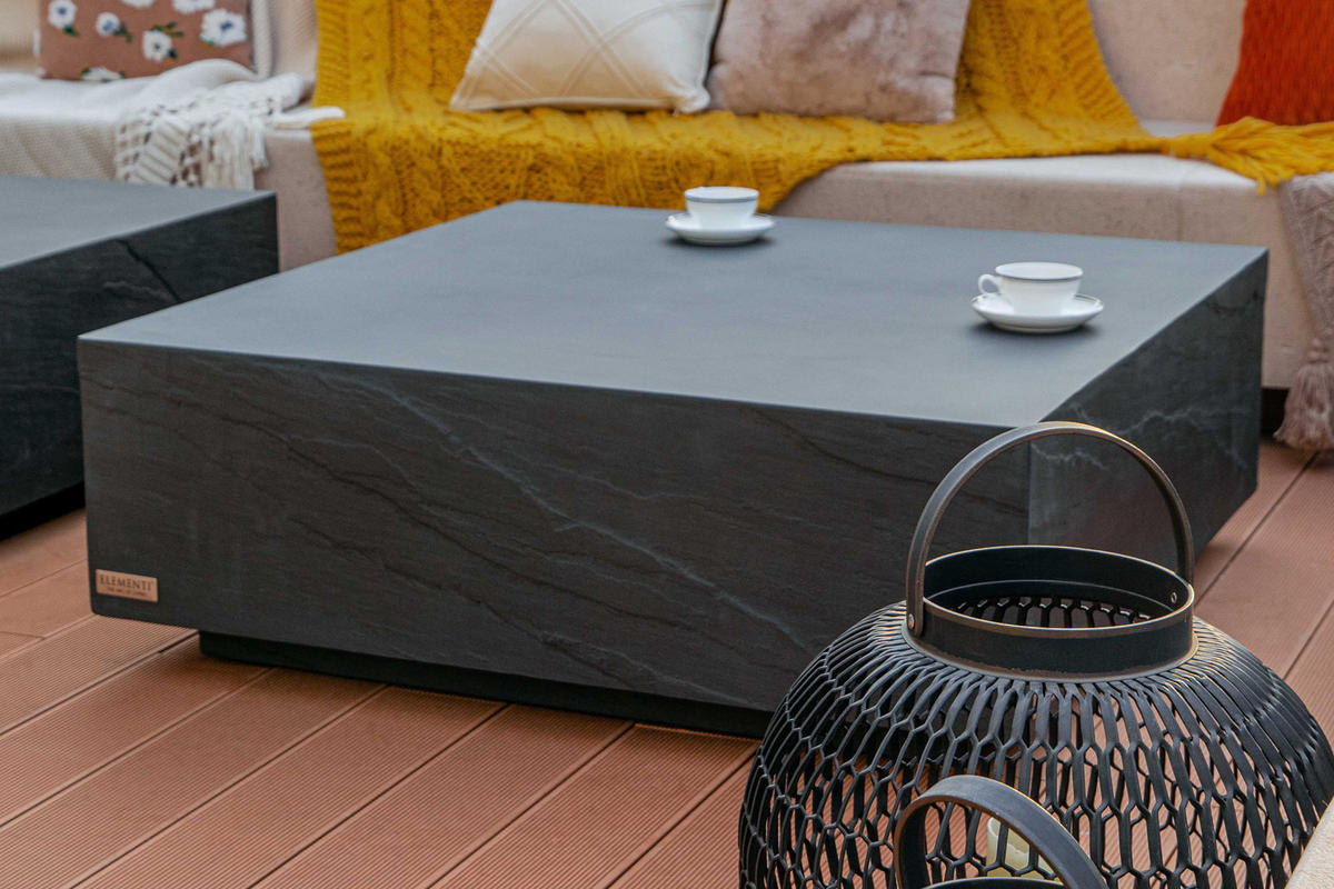 COUCHTISCH COLORADO aus GF-Beton Quadrat, Wetterbeständig, 102x102x36 cm - Dunkelgrau, Naturmaterialien (102/102/36cm) - Elementi