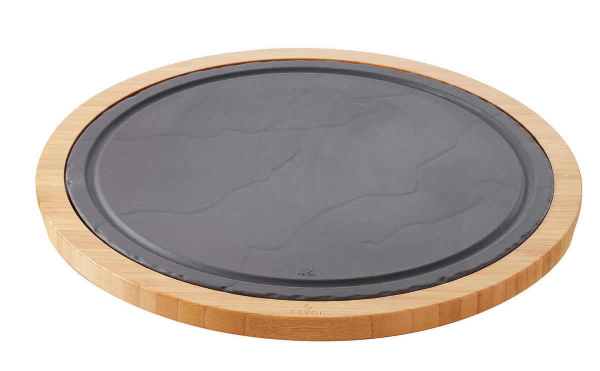 BAMBUS HOLZTABLETT rund 34 cm FÜR TELLER/ STEAKTELLER 30 cm - Braun, Keramik (34cm) - Revol Porcelaine France