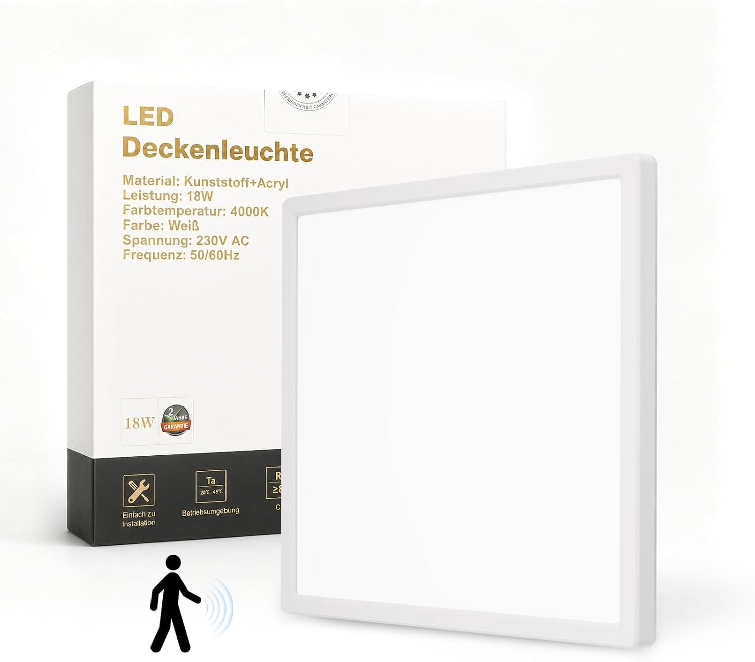 LED-DECKENLEUCHTE 29.3/29.3/3cm - Weiß, Kunststoff (29.3/29.3/3cm) - Nettlife
