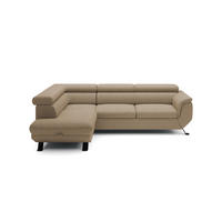 ECKSOFA RAVEN L mit Schlaffunktion und Bettkasten, Freistehend, Polstersofa mit Verstellbaren Kopfstützen, 257x198x96 cm, Linke, Cappucino - Cappuccino, Holz/Textil (198/256cm) - DomoHome