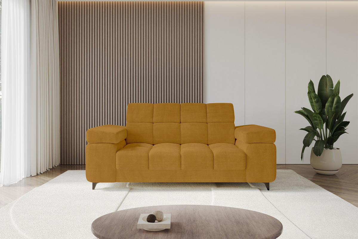 SOFA 2-Sitzer LORD-S1 194x97x90 cm Senfgelb Cord - Dunkelgelb, Holzwerkstoff/Textil (194/90/97cm) - ALTDECOR
