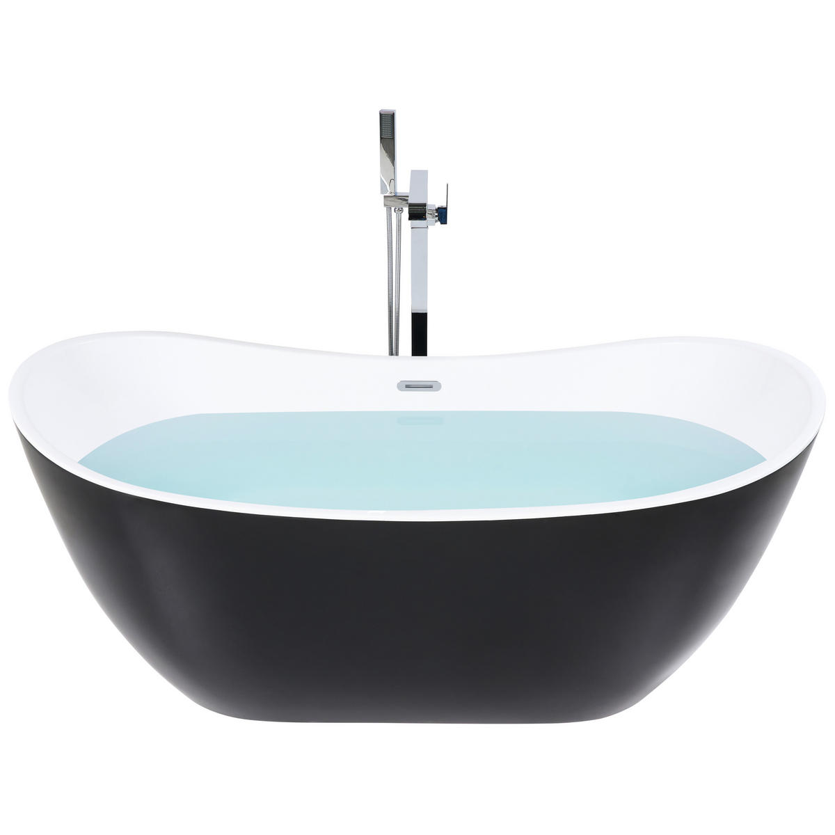 BADEWANNE FREISTEHEND 77x170x72 cm schwarz Antigua - Schwarz, Kunststoff (77/72/170cm) - Beliani