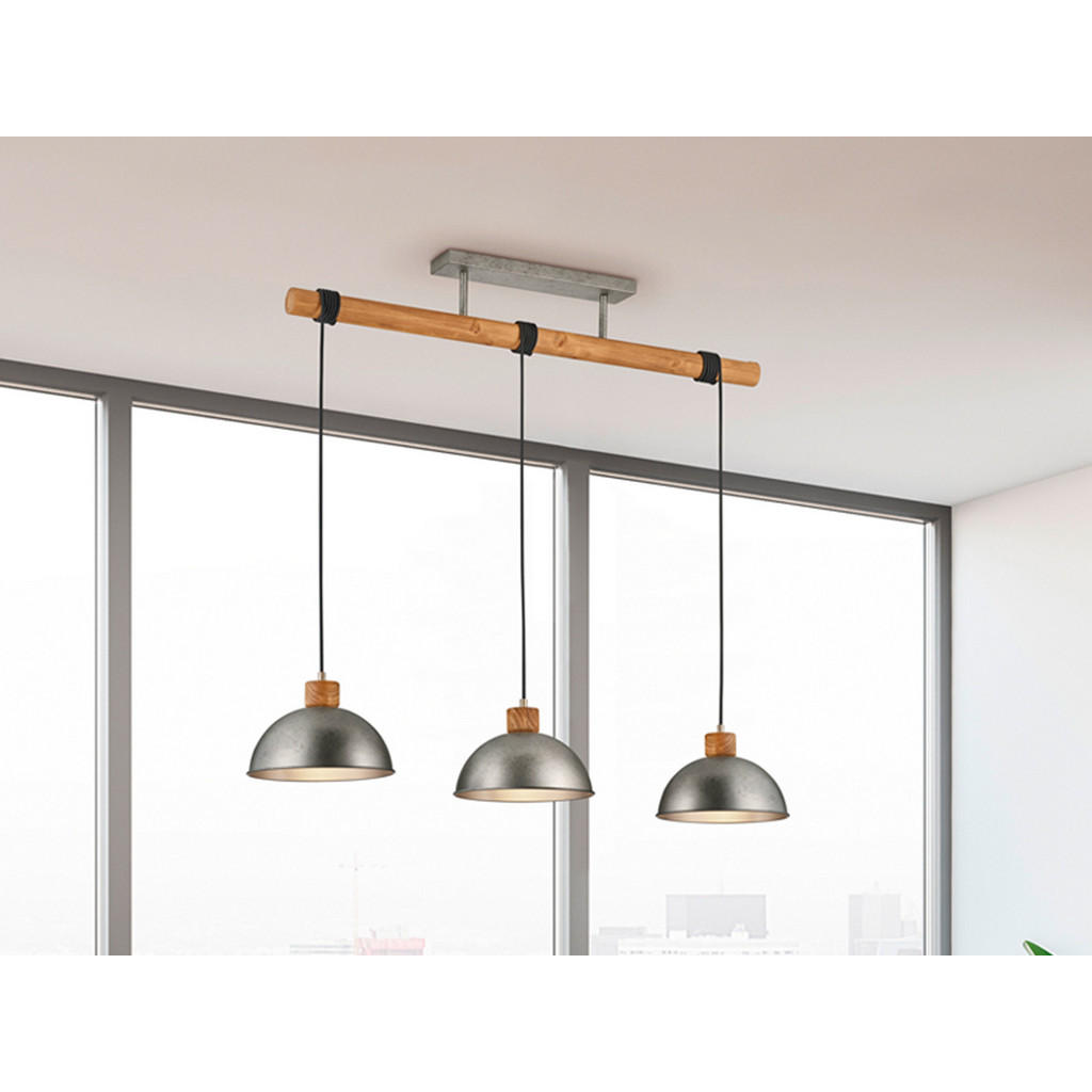 Thumbnail - meineWunschleuchte Led-Pendelleuchte, Natur, Silber, Metall, Naturmaterialien, 108x215x25 cm, Lampen & Leuchten, Innenbe...