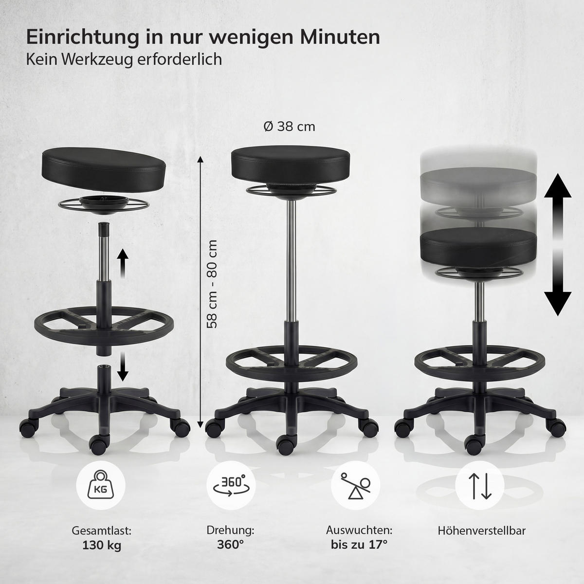 GARAGENHOCKER - Schwarz, Metall (68/58/68cm)