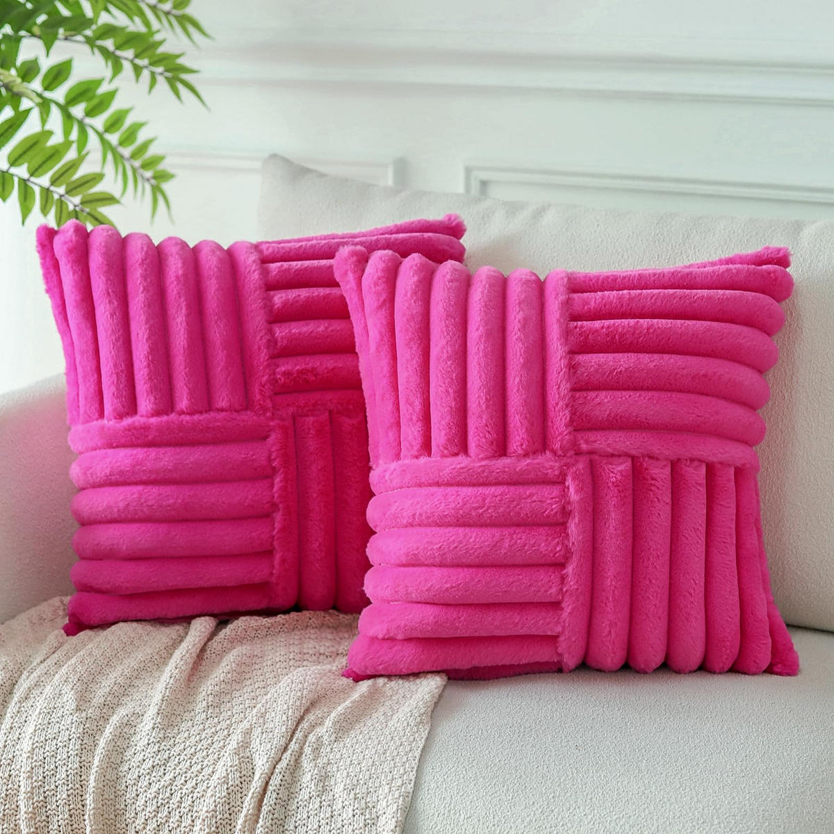 KISSENHÜLLE UNI Plüsch & Samt 45/45 cm - Magenta, Textil (45/45cm) - Kaket