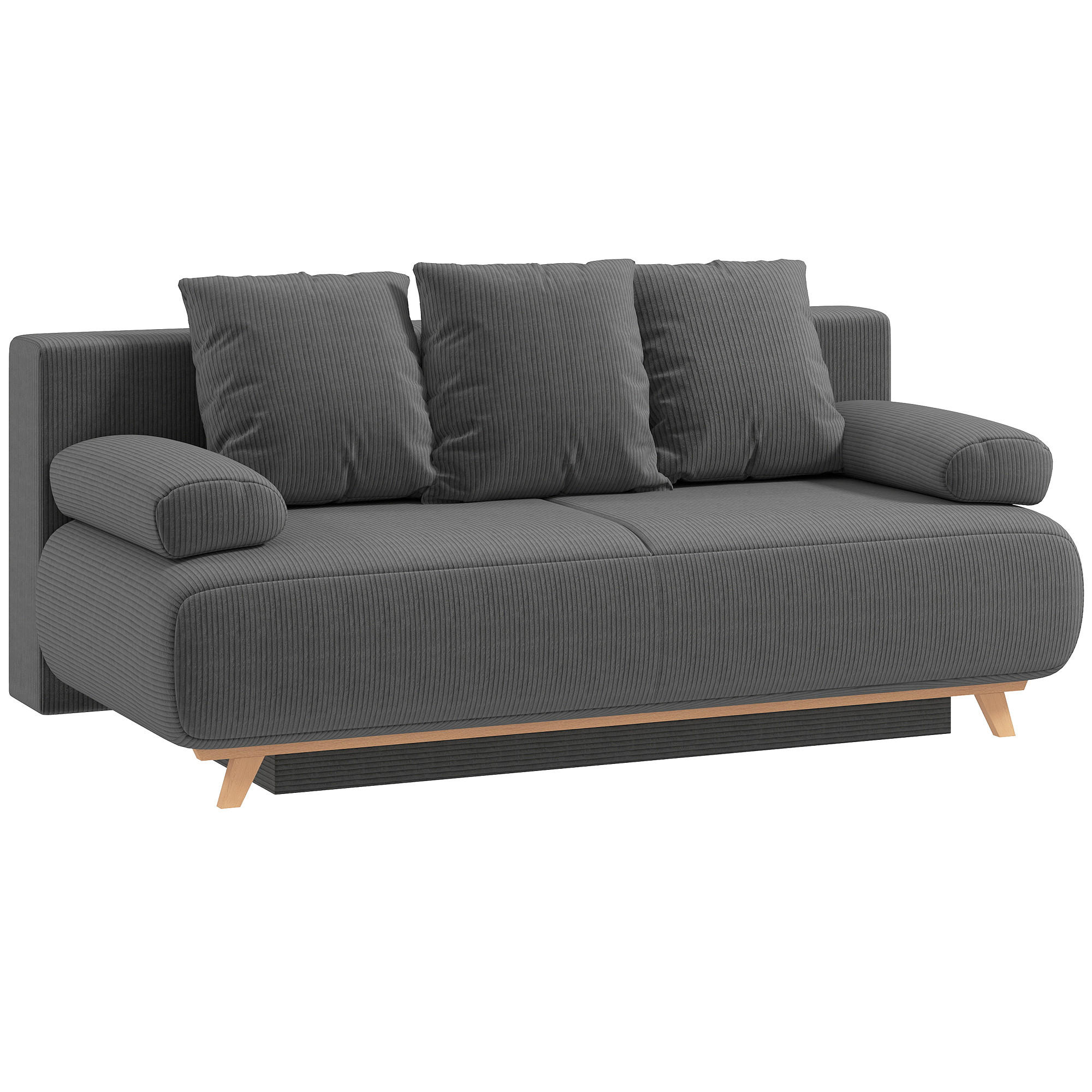 BÄDDSOFFA i grå manchester - Beige/Grå, Textil/Plast (100/84/188cm) - HOMCOM