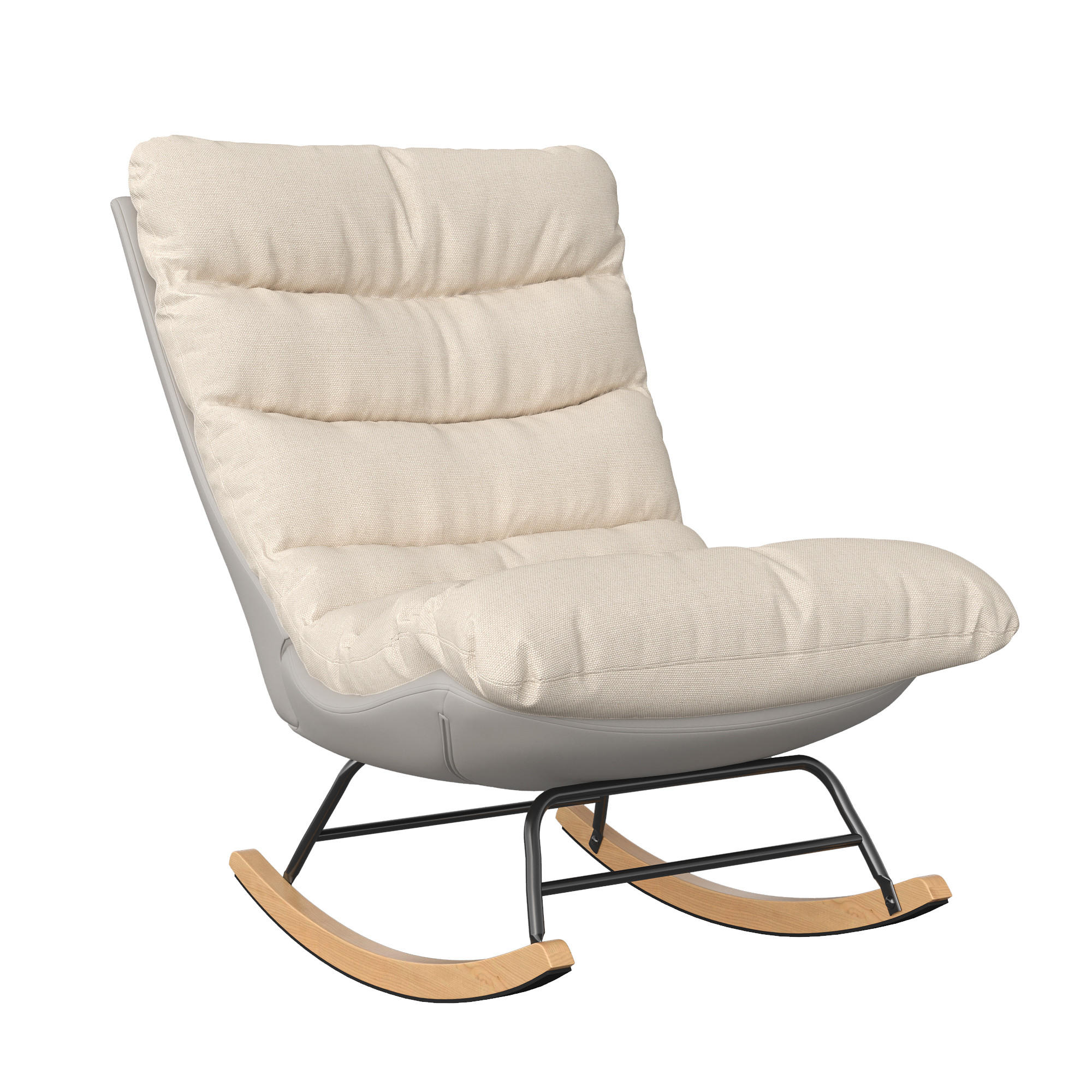 SCHAUKELSTUHL mit Verstellbarer Rückenlehne, Beige（c） - Beige, Metall (90/100/63cm)