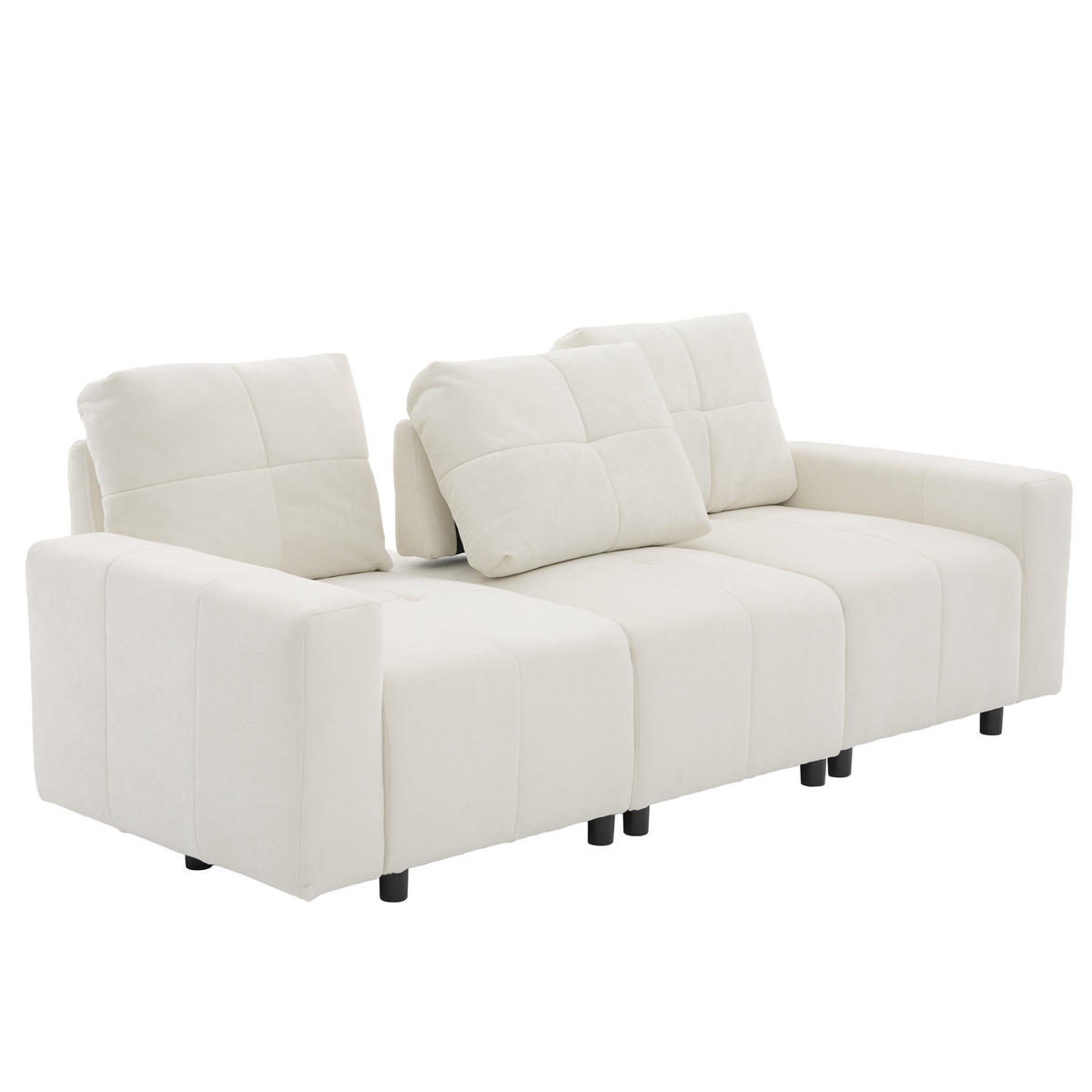 3-SITZER-SOFA DE-35386 modulares 3-in-1 Beige-Weiß - Weiß, Holz (94/84/213cm) - ComfortXL
