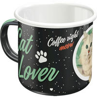 EMAILLE-BECHER 360 ml Animal Club Cat Lover Black - Rot/Schwarz, Metall (0.36L) - Nostalgic-Art
