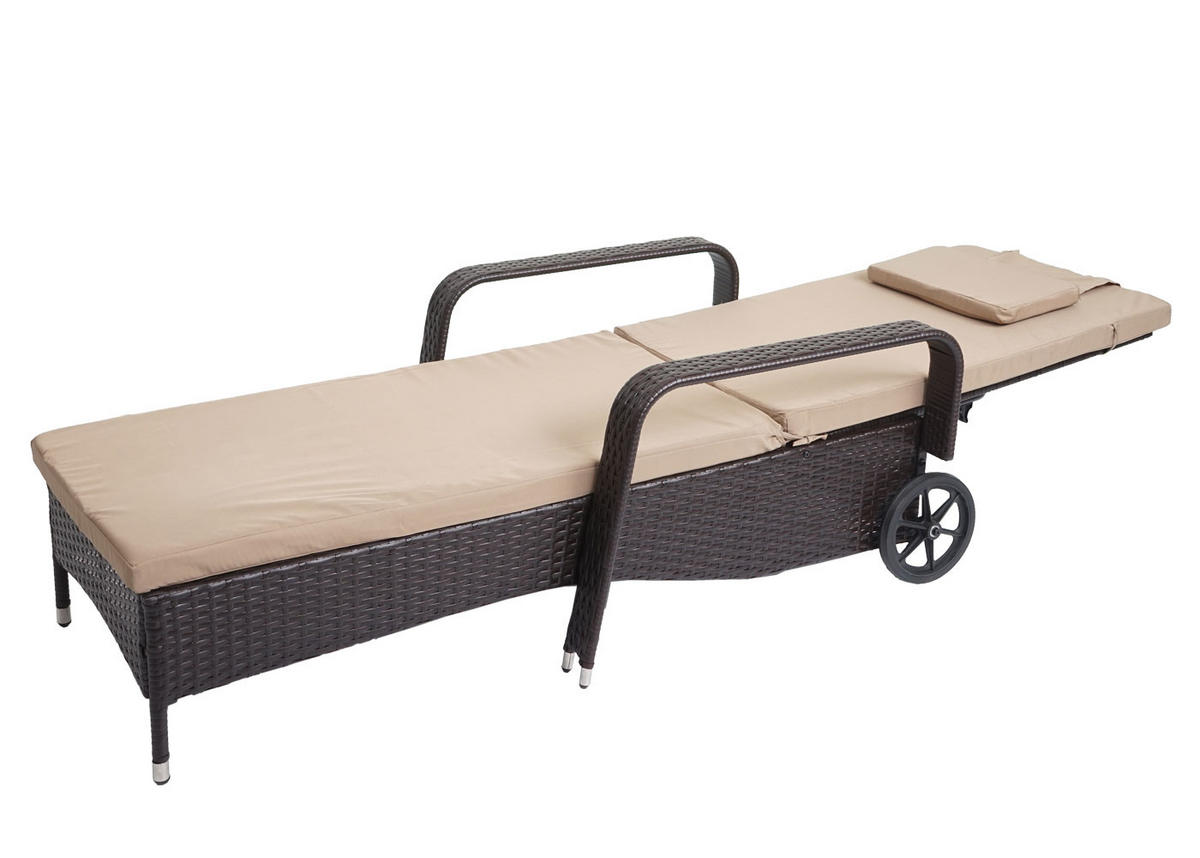POLY-RATTAN SONNENLIEGE Braun, Beige - Beige/Braun, Kunststoff (71/108/197cm) - MCW