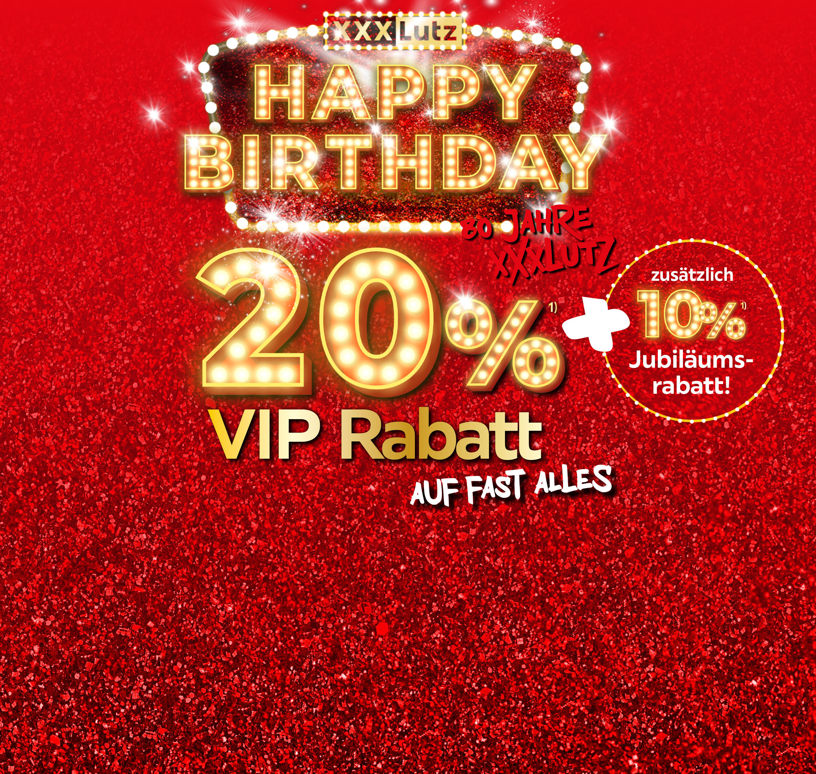 20% auf ALLES + 10% Jubi-Rabatt