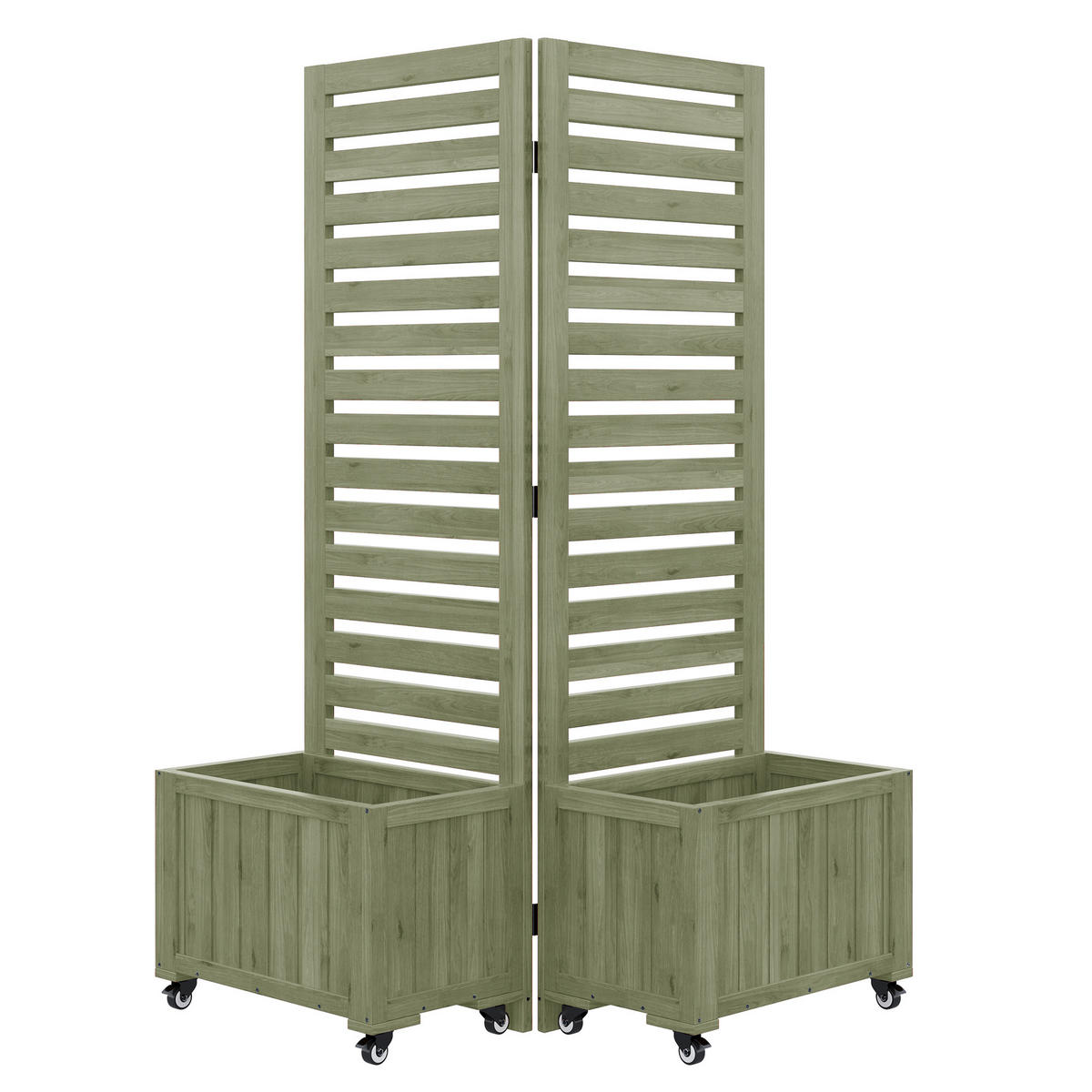 PFLANZKÜBEL Massives Tannenholz Grün mit Spalier - Grün, Holz (32/32/102.5cm) - ComfortXL