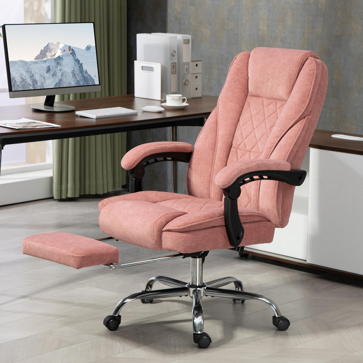 BÜROSTUHL mit Massagefunktion Polyester Stahl Rosa - Rosa, Metall (67/119/72cm) - Vinsetto