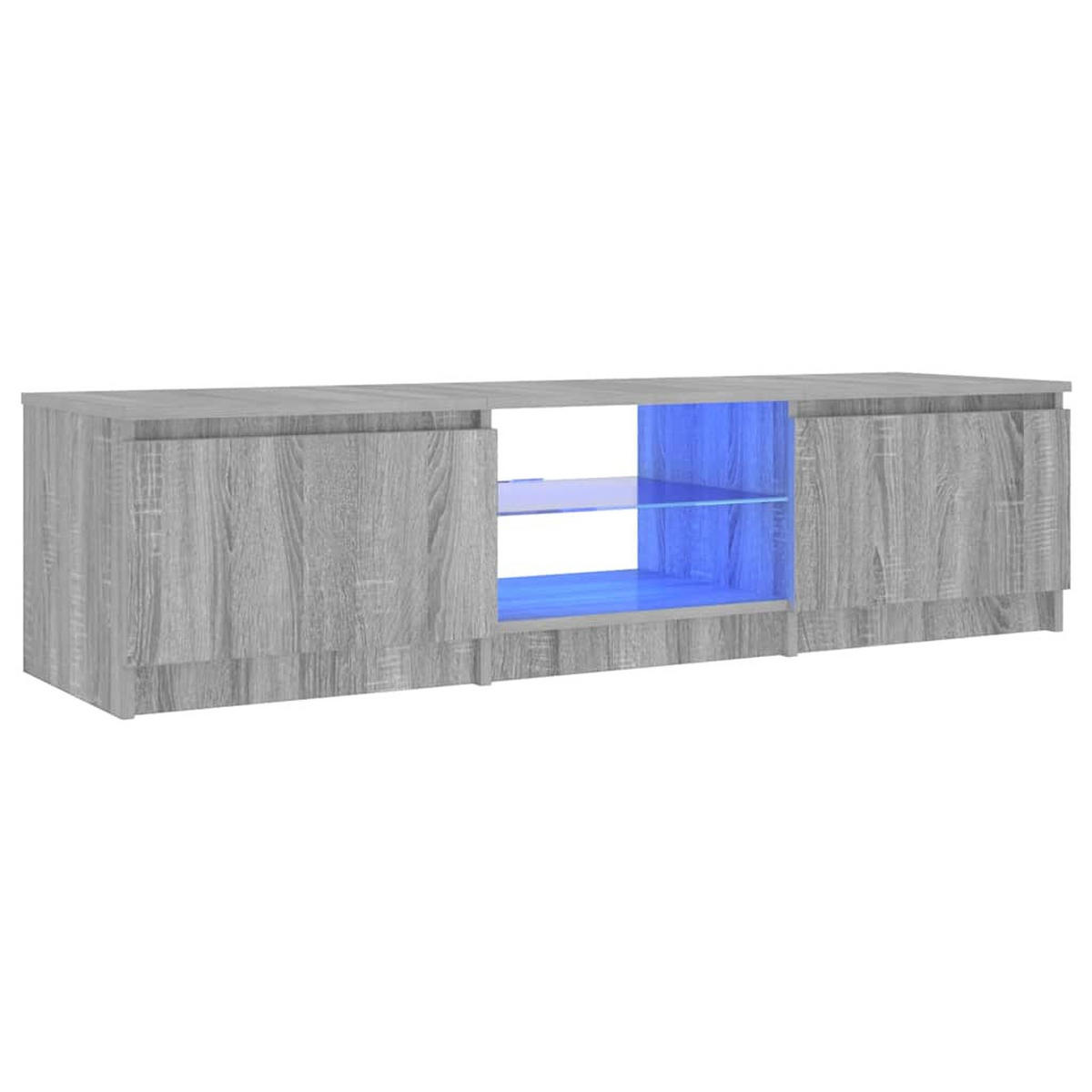 LOWBOARD mit Led-Leuchten 140/40/36 cm aus Holzwerkstoff in Grau Sonoma Dekor - Silbereichenfarben, Holz (140/36/40cm) - vidaXL