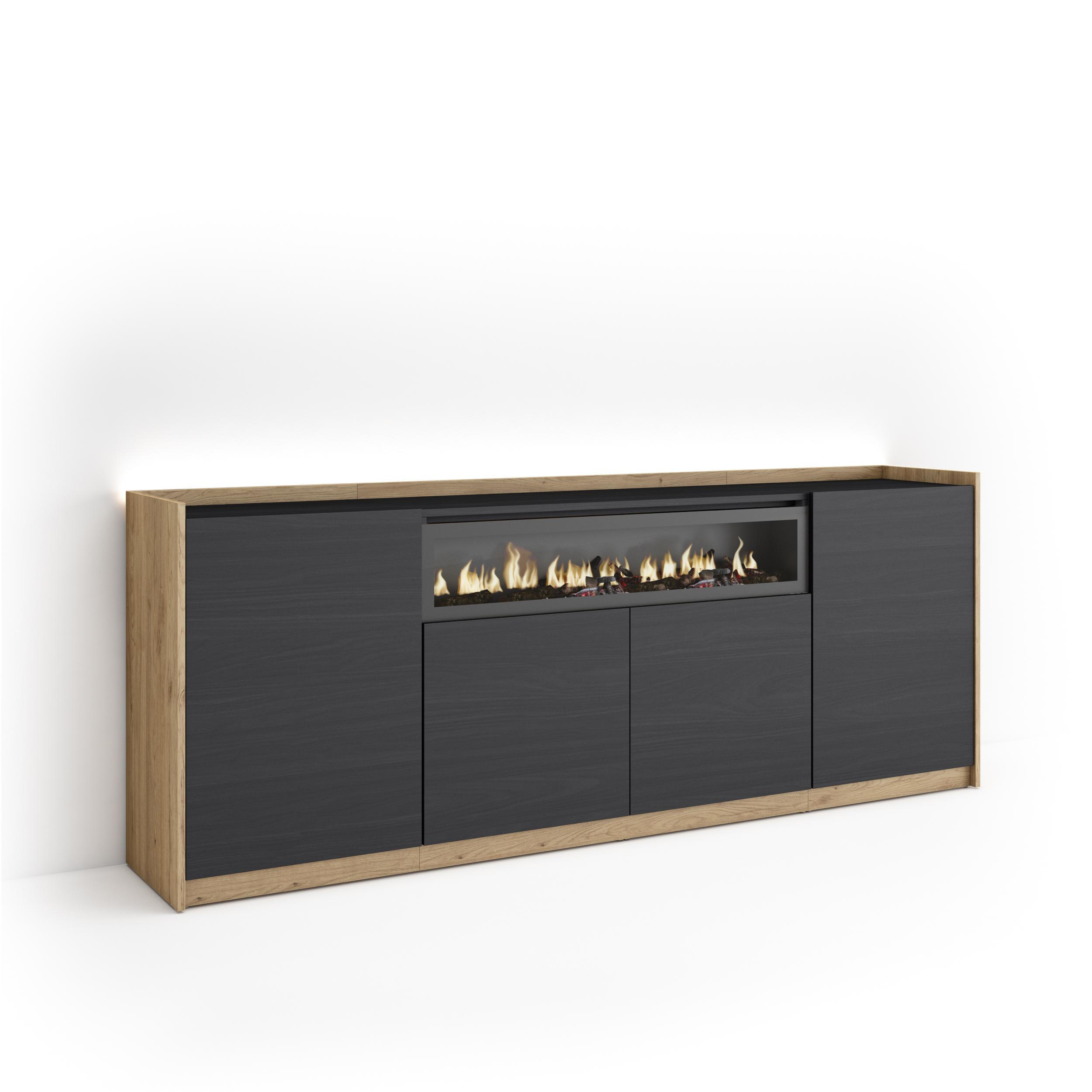 Skraut Home Sideboard, Schwarz 207x80x37 cm