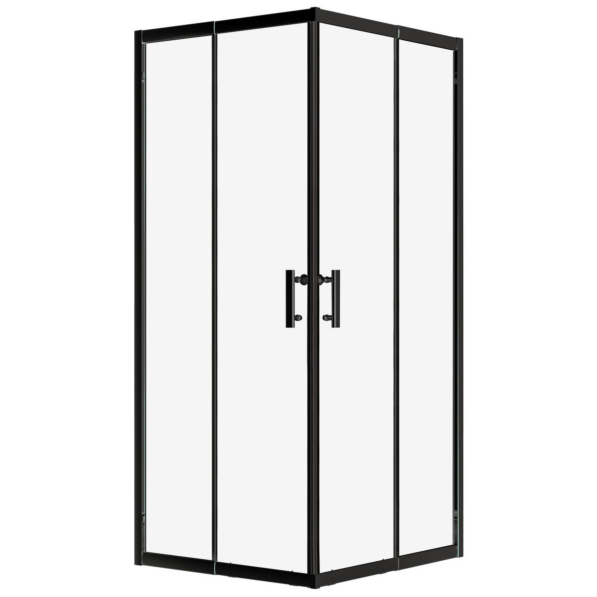 DUSCHSET Hela Vidar Schwarz/Transparent, 2-teilig, quadratisch, 80/80/193 cm - Schwarz, Glas (80/80/193cm) - bad land
