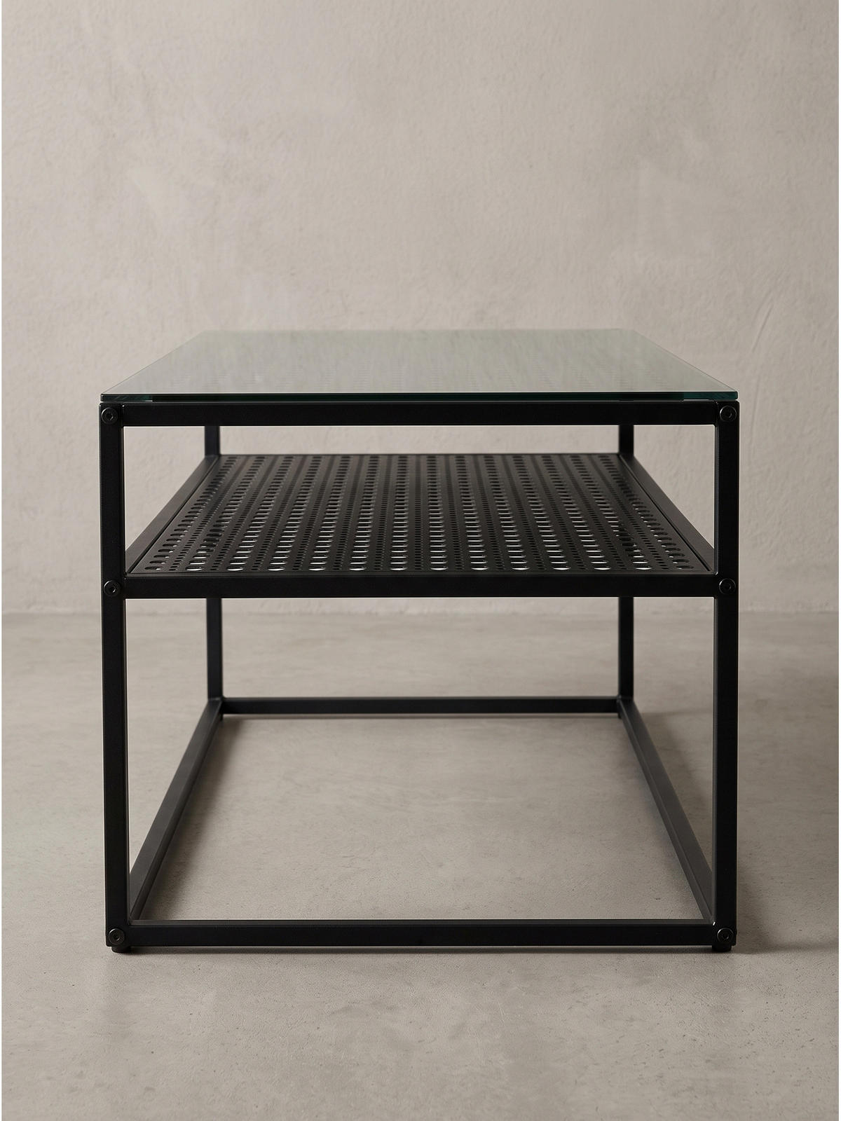 COUCHTISCH ALCUDIA, Einscheibensicherheitsglas, Schwarz, 100 x 50 x 45 cm - Schwarz, Glas/Metall (50/100/45cm) - KADIMA DESIGN