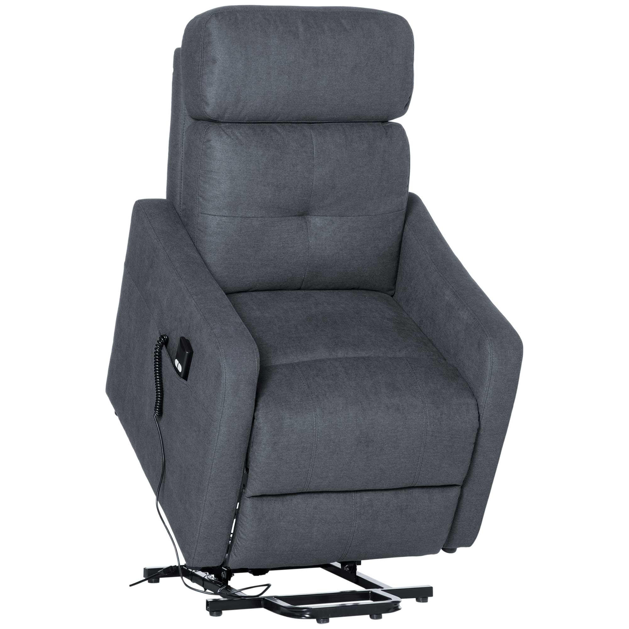 SESSEL mit Aufstehhilfe, Polyester, Grau - Grau, Kunststoff (94/104/71cm) - HOMCOM