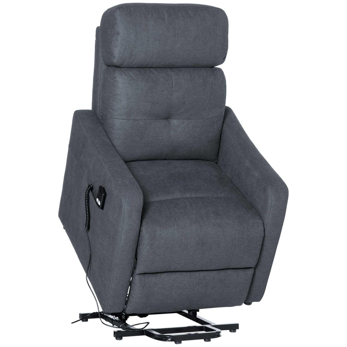 SESSEL mit Aufstehhilfe, Polyester, Grau - Grau, Kunststoff (94/104/71cm) - HOMCOM