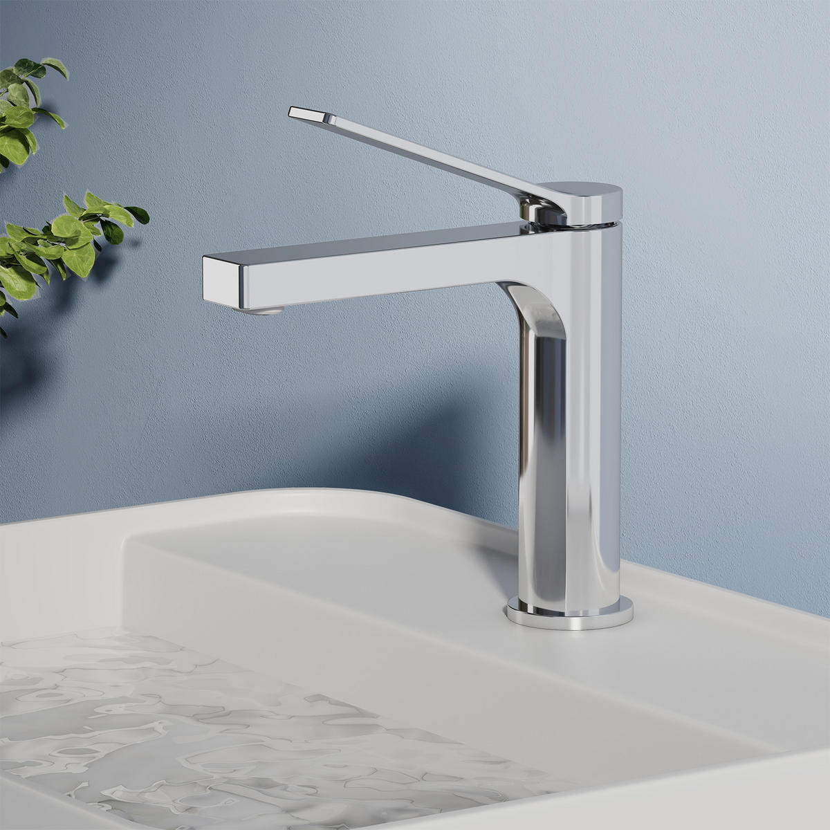WASCHTISCHARMATUR mit Spulen-Zertifiziertem Filterelement Verchromt - Chromfarben, Metall (17.3/4.6/19.5cm) - EMKE