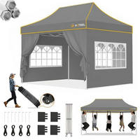 FALTPAVILLON 3 x 4,5 m Grau Wasserdicht Stabil - Grau, Textil (300/342/450cm)