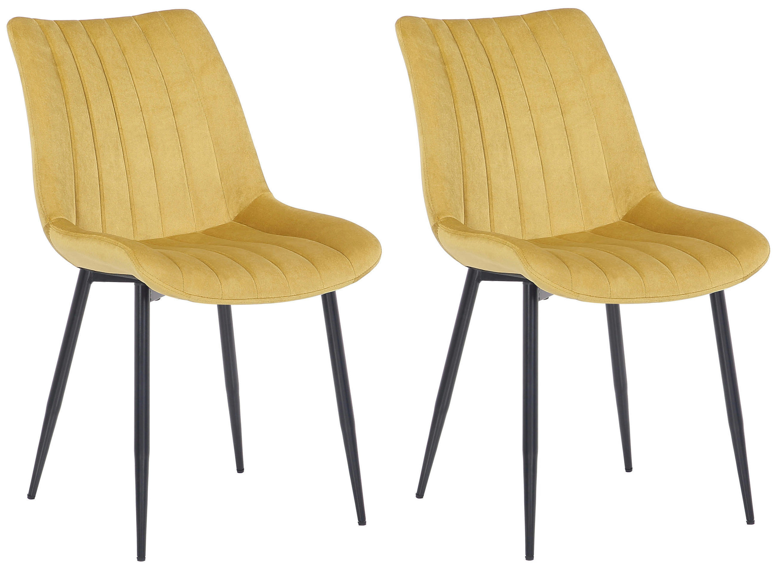 STUHL 2er Set Samt gelb - Gelb/Schwarz, Textil/Metall (46/82/61cm) - CLP