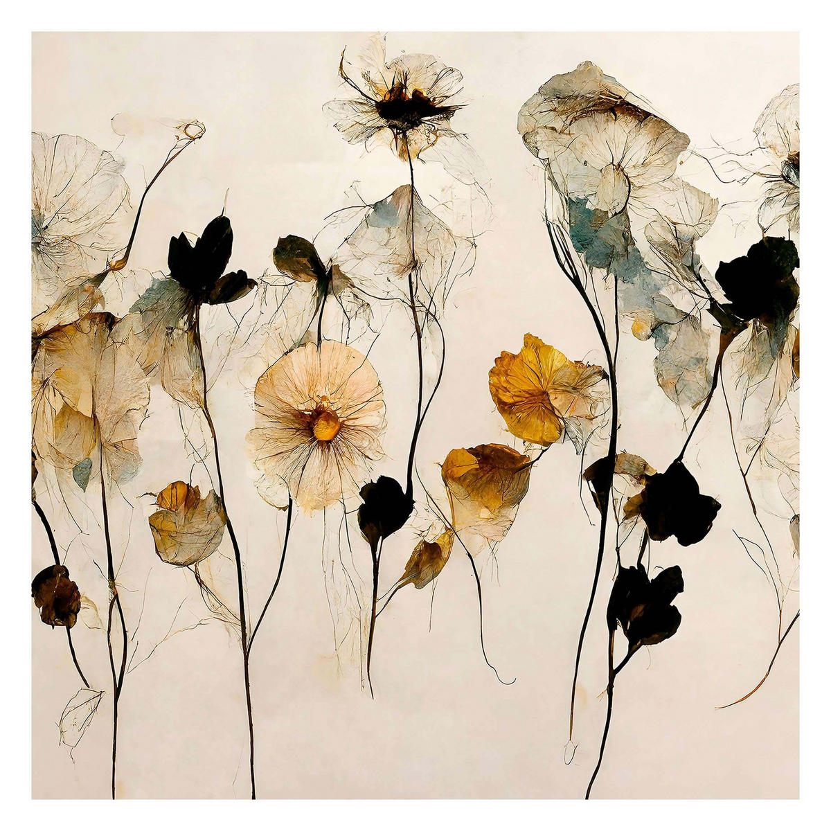 FOTOTAPETE Warme Blüten 288/288 cm - Eichefarben, Papier (288/288cm) - Bilderwelten