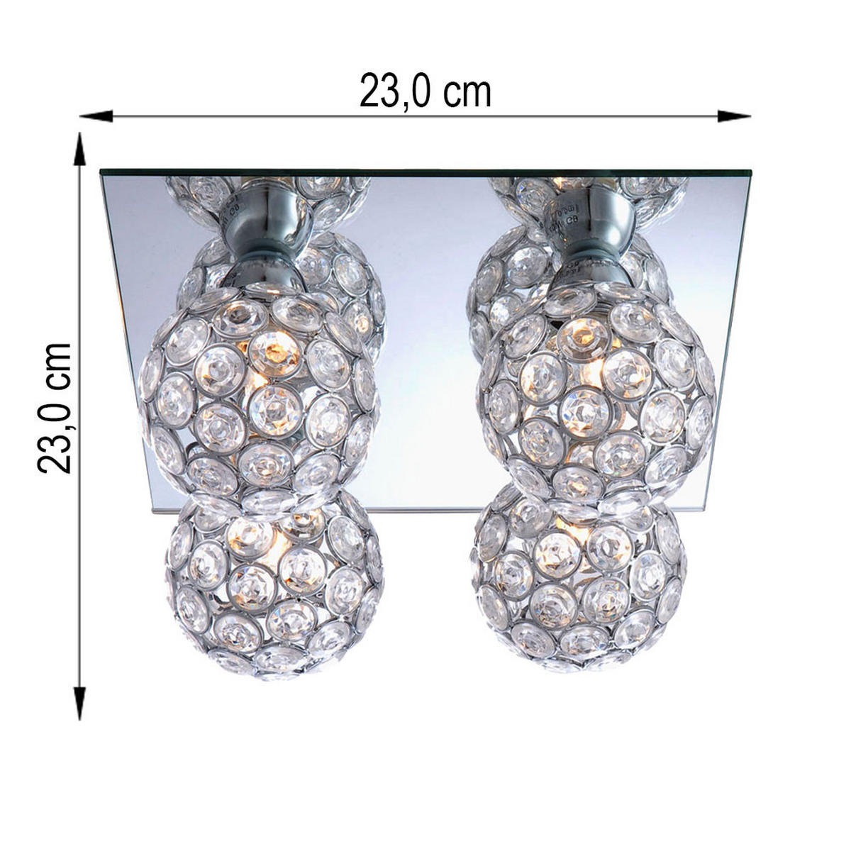 LED DECKENLEUCHTE Metall Silber Kristall - Silberfarben, Glas (23/23/13.2cm)