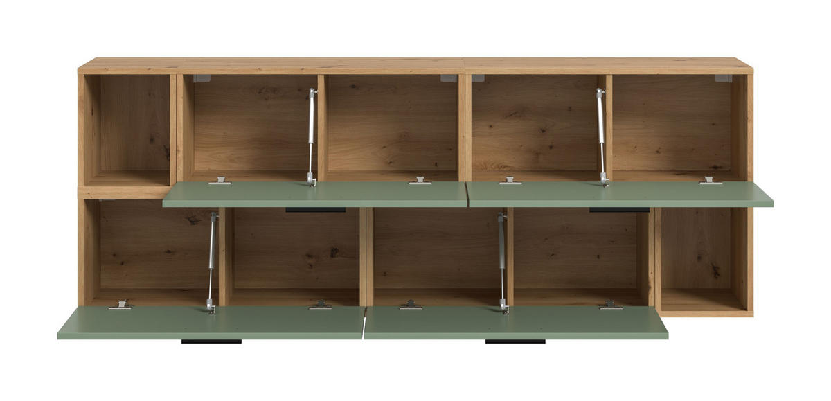WOHNWAND The One Smoke Green 176/34/97 cm - Braun, Holzwerkstoff (176/97/34cm) - Xonox