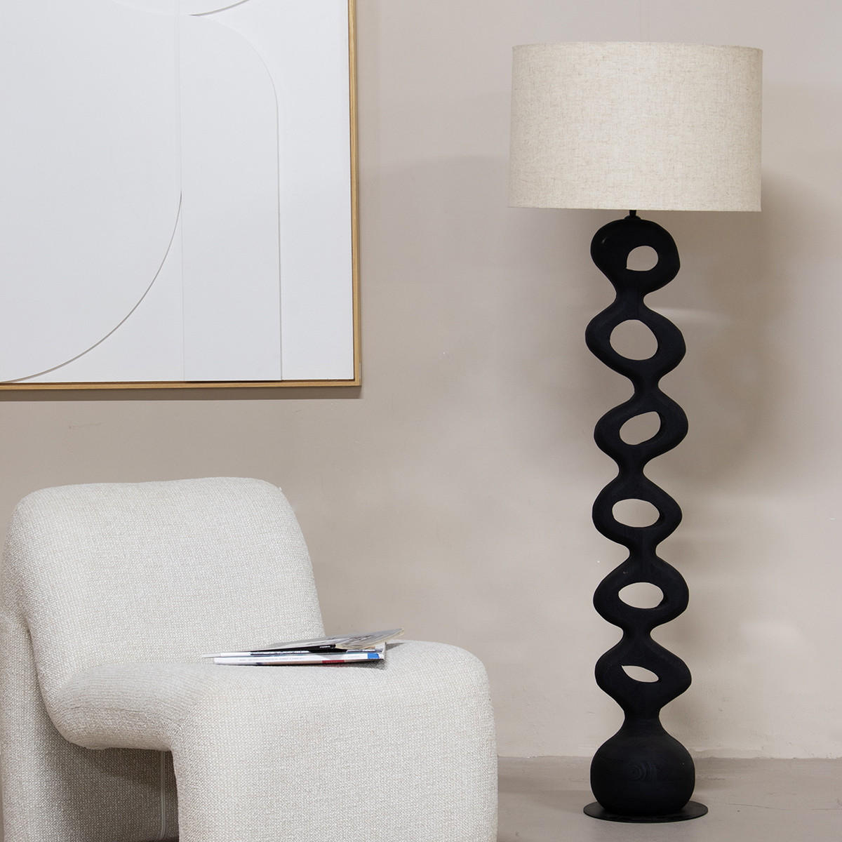 STEHLAMPE aus Mangoholz 155cm, schwarz - Schwarz, Holz (50/50/155cm) - Giga Meubel