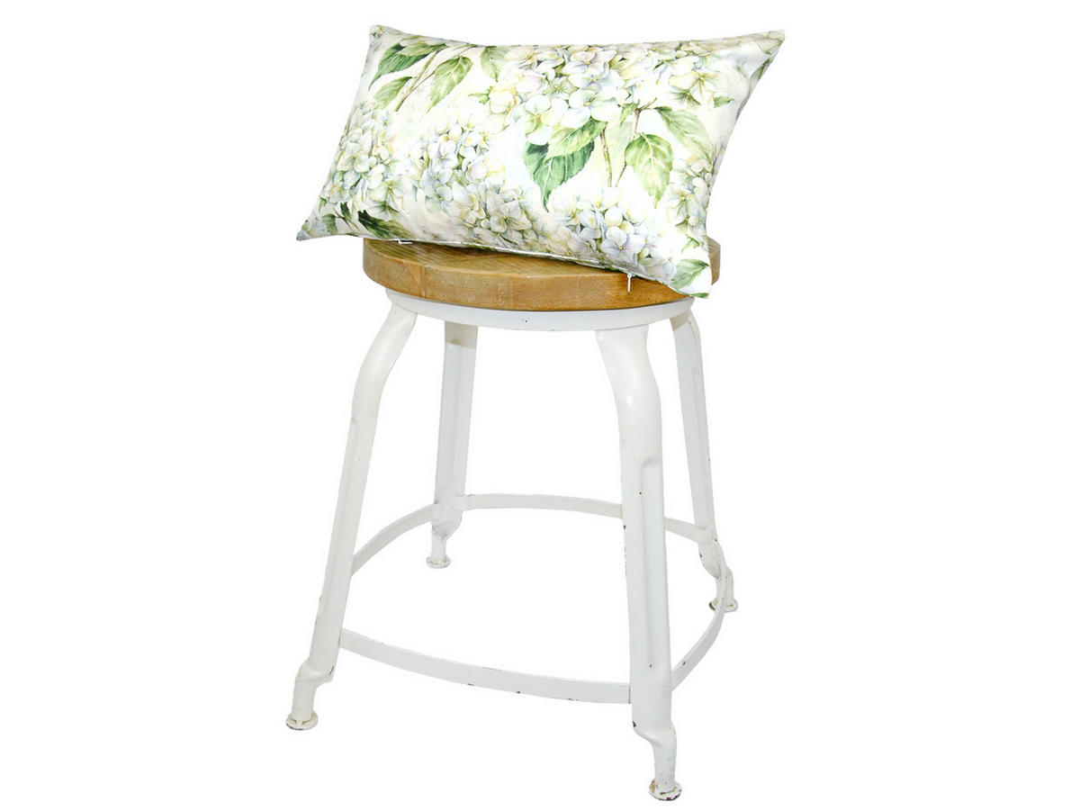 KISSENHÜLLE Landlust-Hortensie weiß 30/50 cm - Weiß/Grün, Textil (30/50cm) - beties Heimtextil