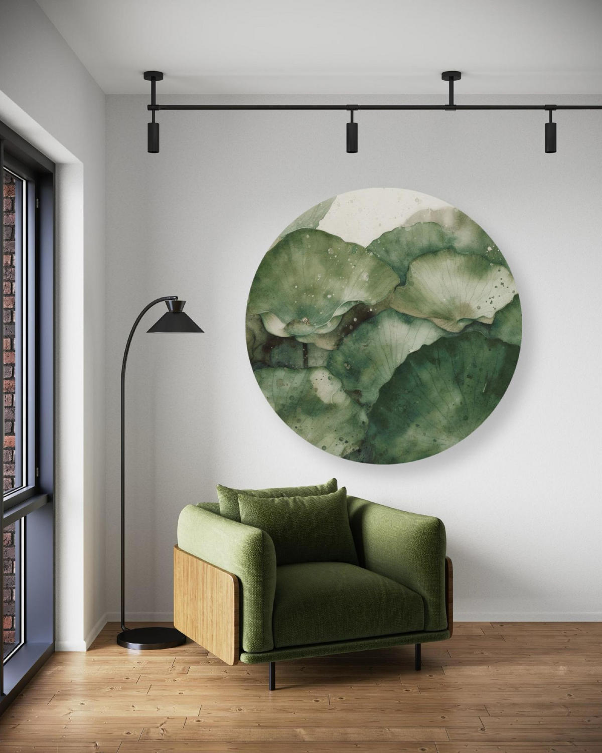 RUNDES BILD Grau 80/80 cm - Grau/Grün, Textil (80/80cm) - KUNSTLOFT