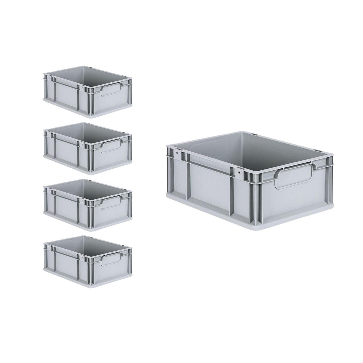 EUROBOX 5x Nextgen Economy Mit Auflagedeckel Grau/Blau Griffe Geschlossen 16 Liter - Blau, Kunststoff (30/17/40cm) - PROREGAL