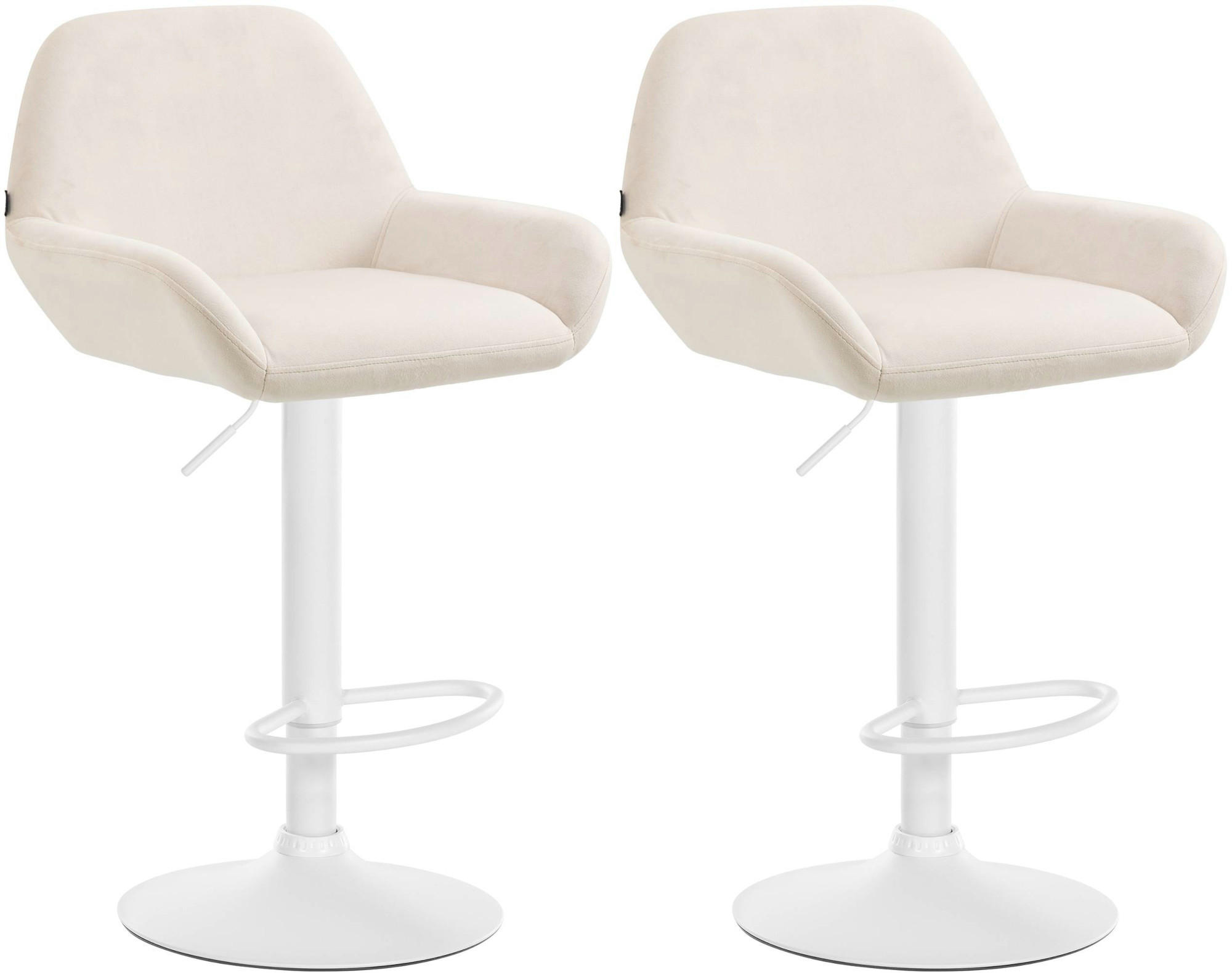 BARHOCKER 2er Set Samt Creme - Creme/Weiß, Textil/Metall (51/89/52cm) - CLP