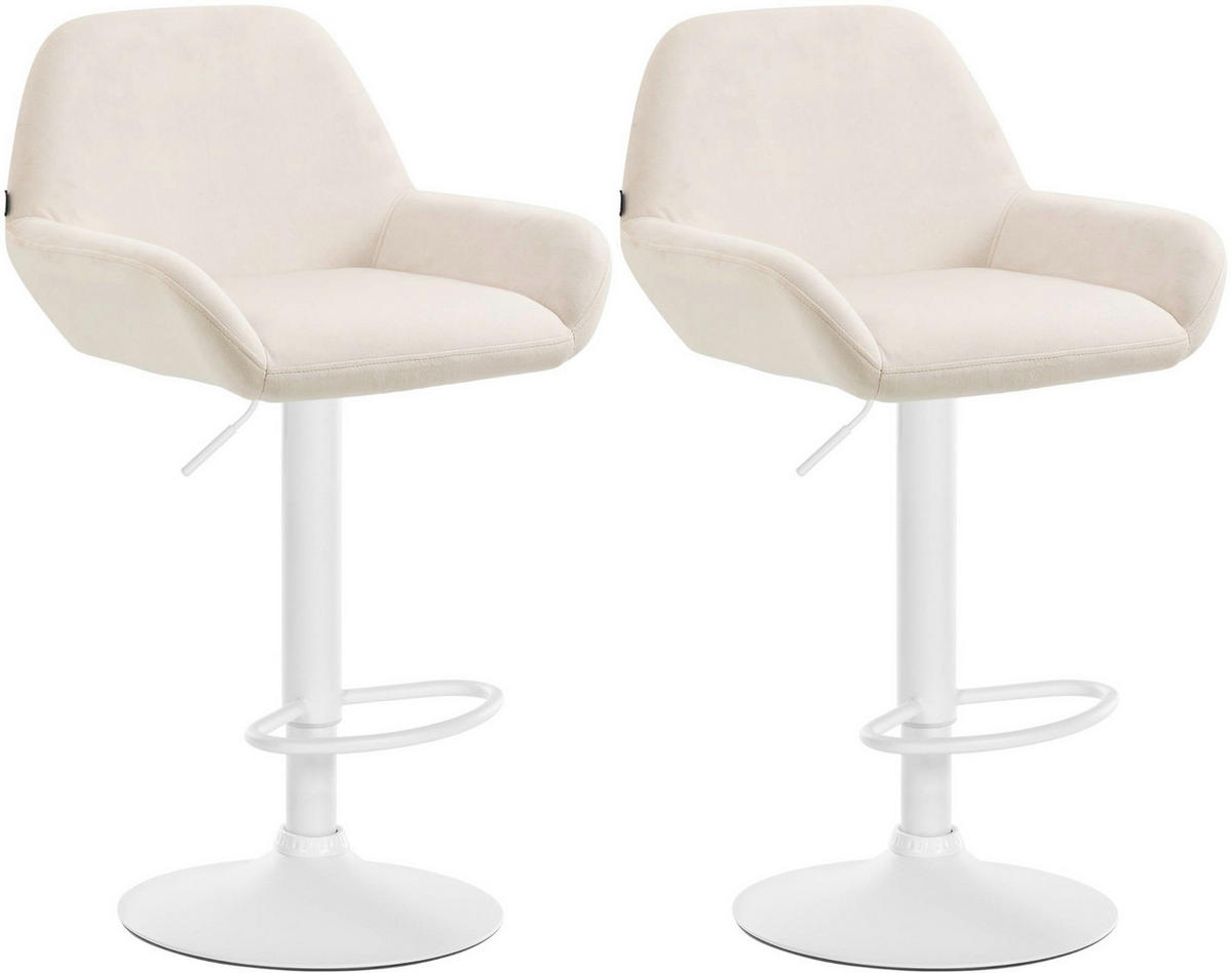 BARHOCKER 2er Set Samt Creme - Creme/Weiß, Textil/Metall (51/89/52cm) - CLP
