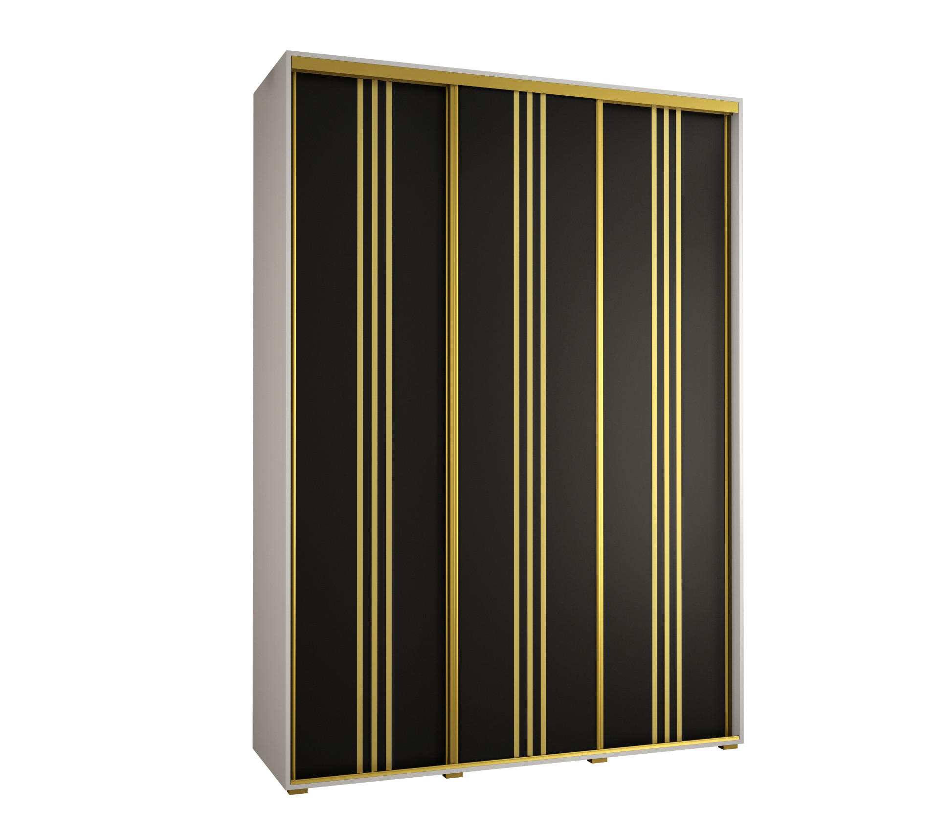 Abiks Möbel Schwebetürenschrank Weiß, Schwarz, Gold 180x235x60 cm