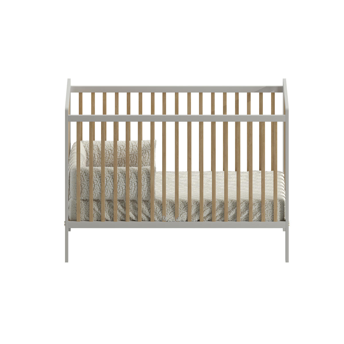 BABYBETT Skäli mit Matratze - Weiß, Holz - kiki design