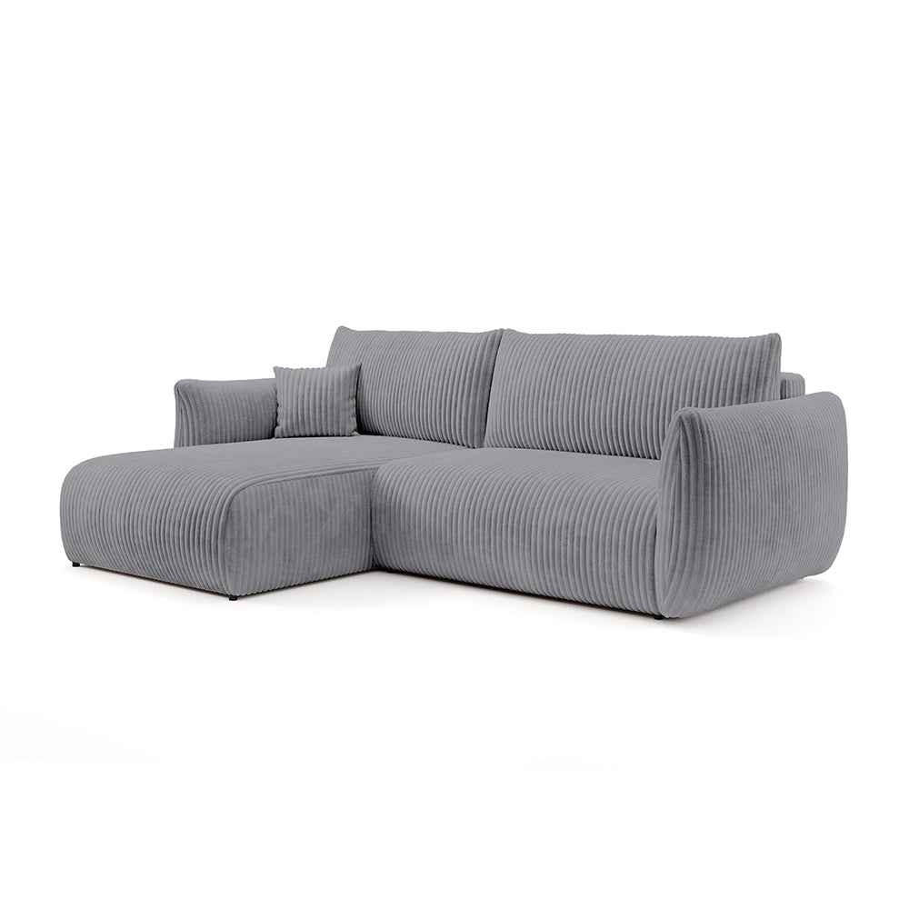 Pillovely Ecksofa Grau 257x88x177 cm
