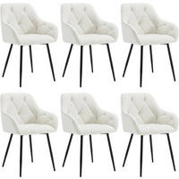 ESSZIMMERSTUHL 6er Set ergonomisch, aus Samt, Creme - Creme/Schwarz, Kunststoff/Textil (56/83.5/53cm) - Woltu