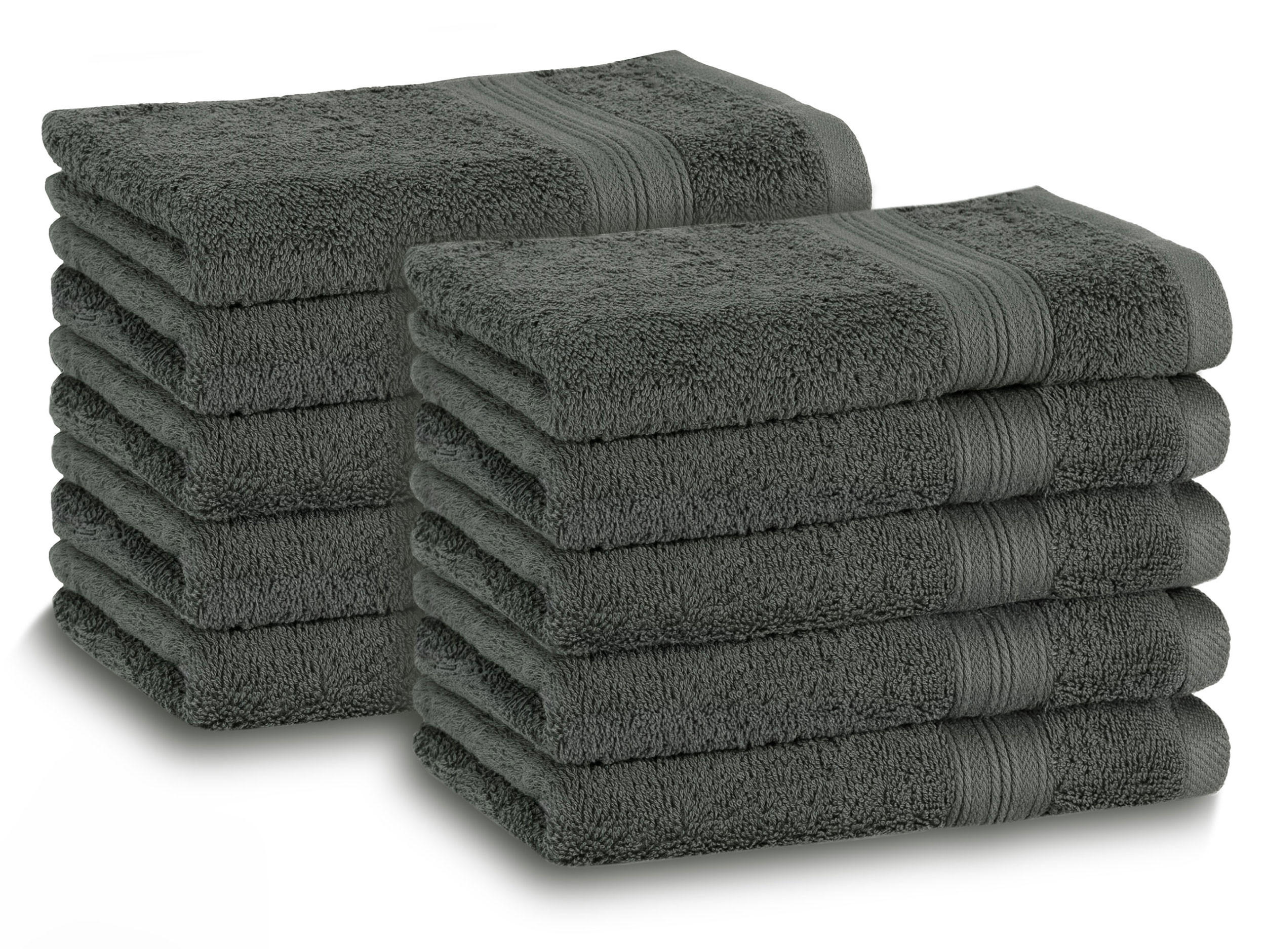 GÄSTETÜCHER, 10er-Set, 30x50 cm, 100% Baumwolle, Grau - Anthrazit, Textil (30/50cm) - Zollner