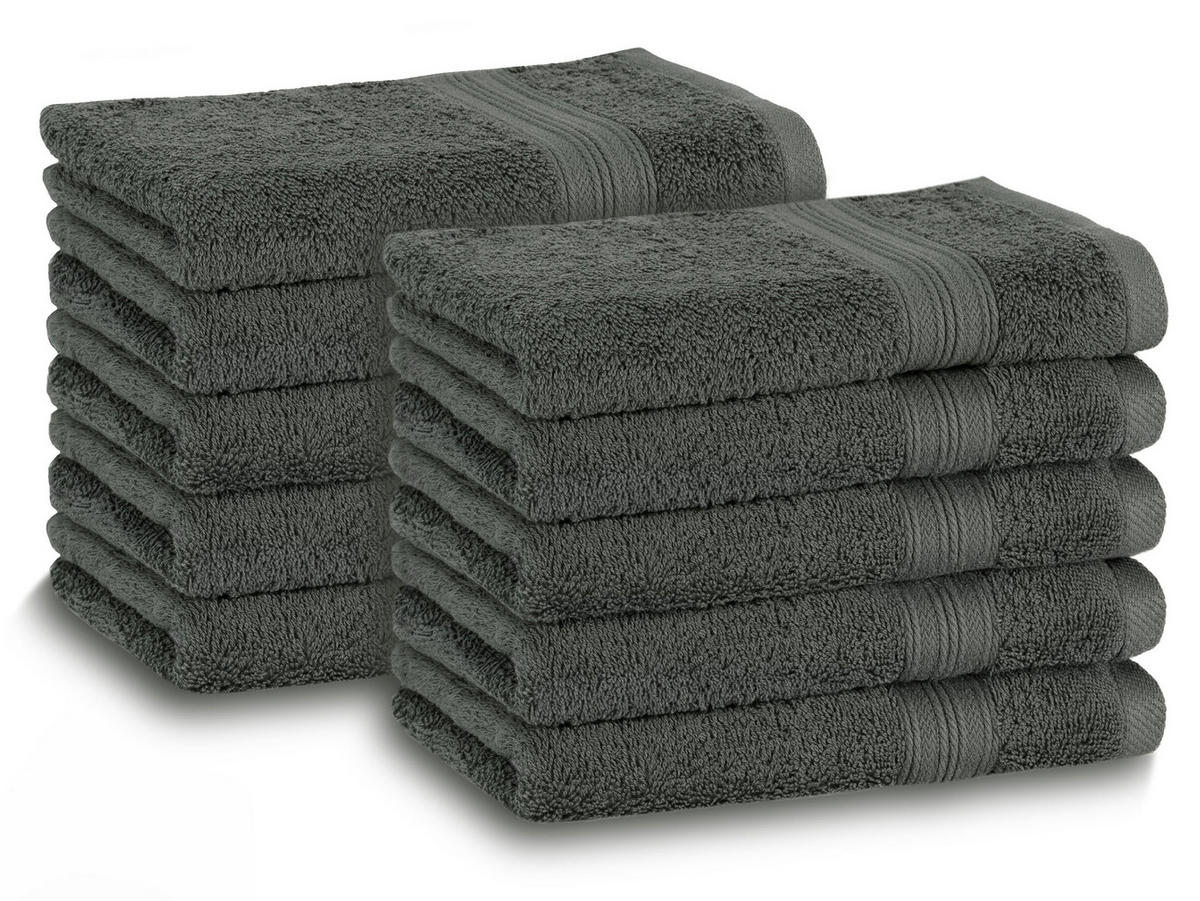 GÄSTETÜCHER, 10er-Set, 30x50 cm, 100% Baumwolle, Grau - Anthrazit, Textil (30/50cm) - Zollner