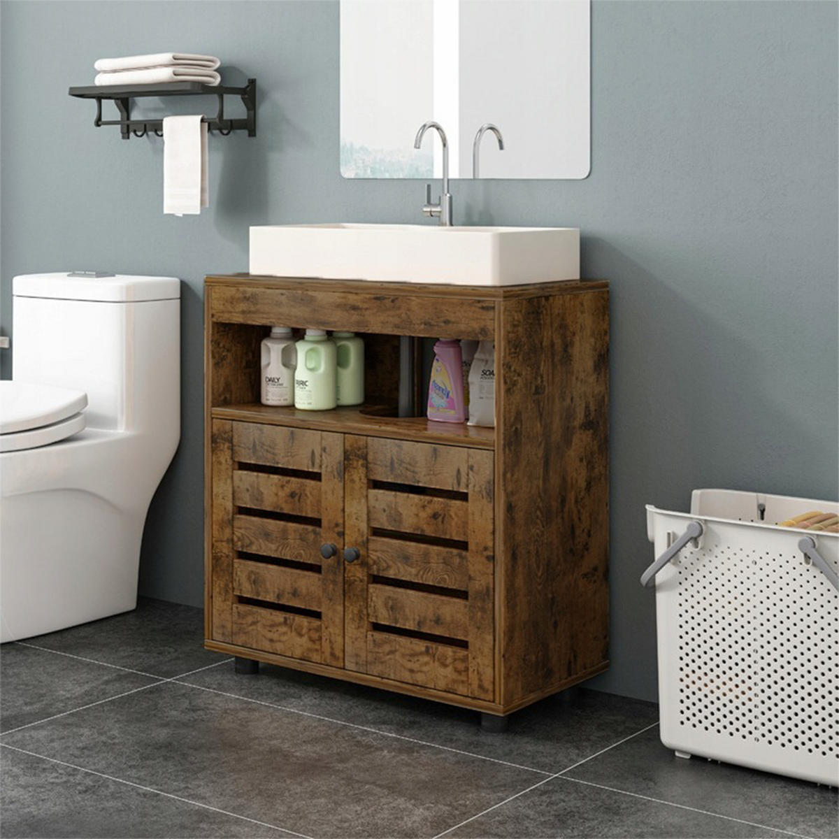 WASCHBECKENUNTERSCHRANK, braun, 60/30/63 cm - Braun, Holzwerkstoff (60/63/30cm)