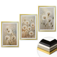 WANDBILDER 3er Set - 40x60 cm Goldrahmen - Weiße Löwenzahnblüten auf hellem Hintergrund - Goldfarben, Kunststoff (40/60cm) - ArtPrintCave
