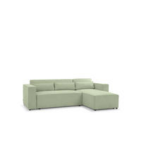 ECKSOFA Schlafsofa Waldo In Stoff Poso - Hellgrün, Holzwerkstoff/Textil (260/173cm) - Fun Möbel
