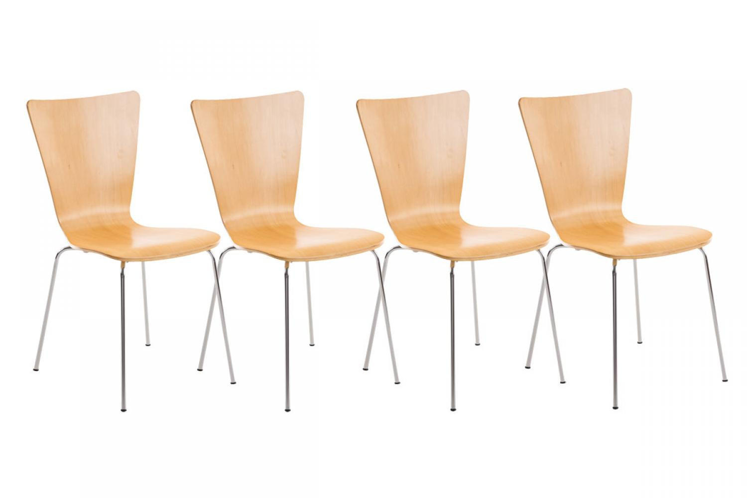 BESUCHERSTUHL 4er Set Holz natura - Eukalyptusholzfarben, Holz/Metall (43/84/50cm) - CLP