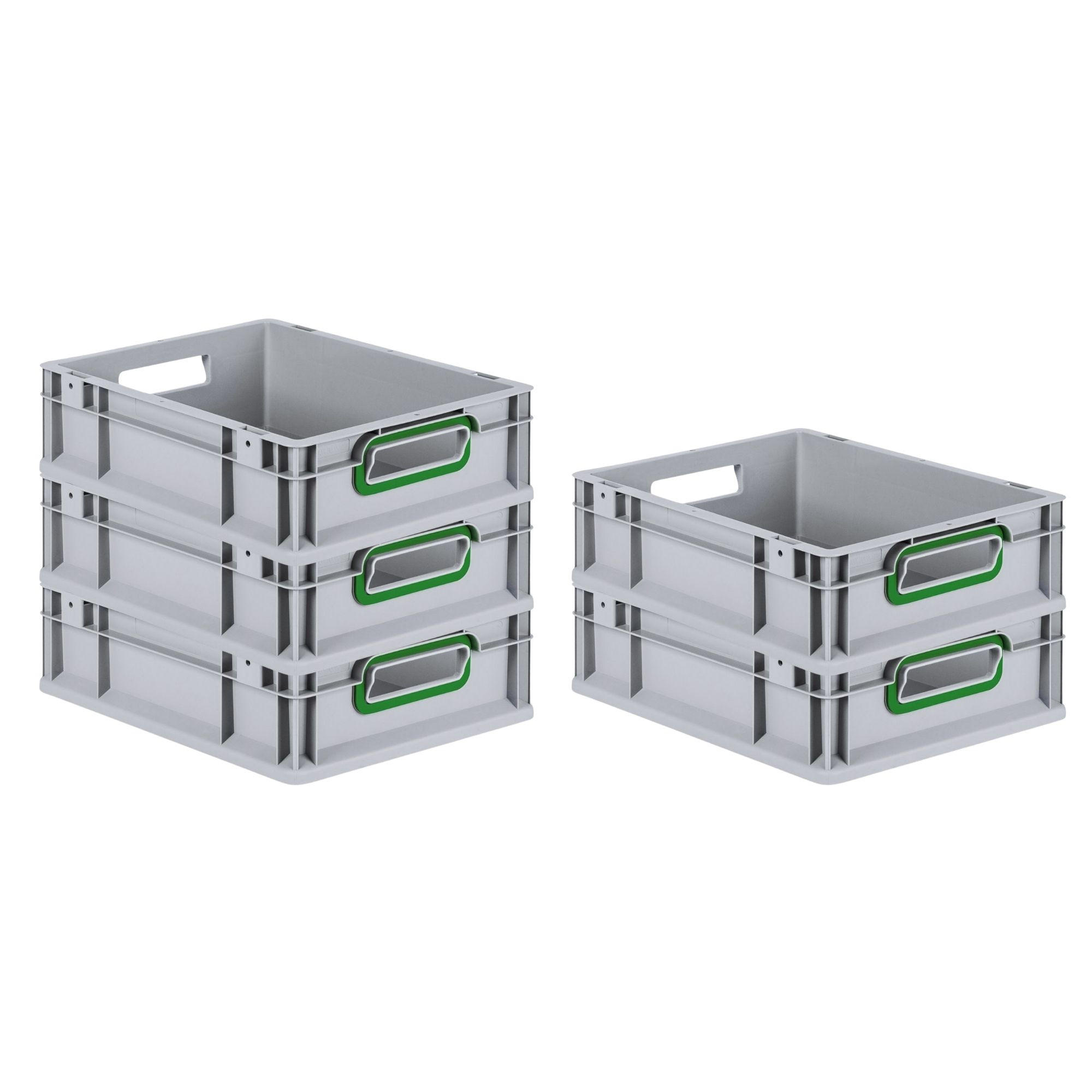 EUROBOX 5x Nextgen Color 12x30x40cm 11 Liter Griffe Grün Offen - Grün, Kunststoff (30/12/40cm) - PROREGAL
