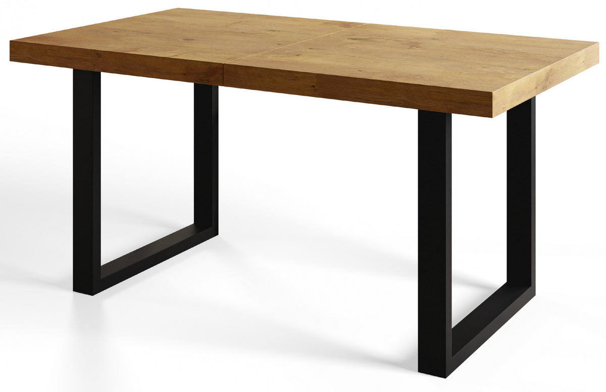 ESSZIMMERTISCH LOFT-U 160X90X77 cm, Farbe: LANCELOT, mit Metallbeinen in Farbe Schwarz - Beige/Schwarz, Holzwerkstoff (160/90/77cm) - Alpi-Möbel