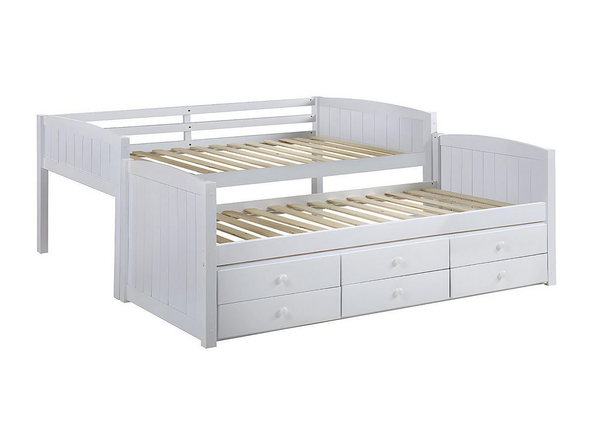 ETAGENBETT - 2 Personen - holz - weiß Anchise - Weiß, Holz (90/190cm) - Vente-Unique